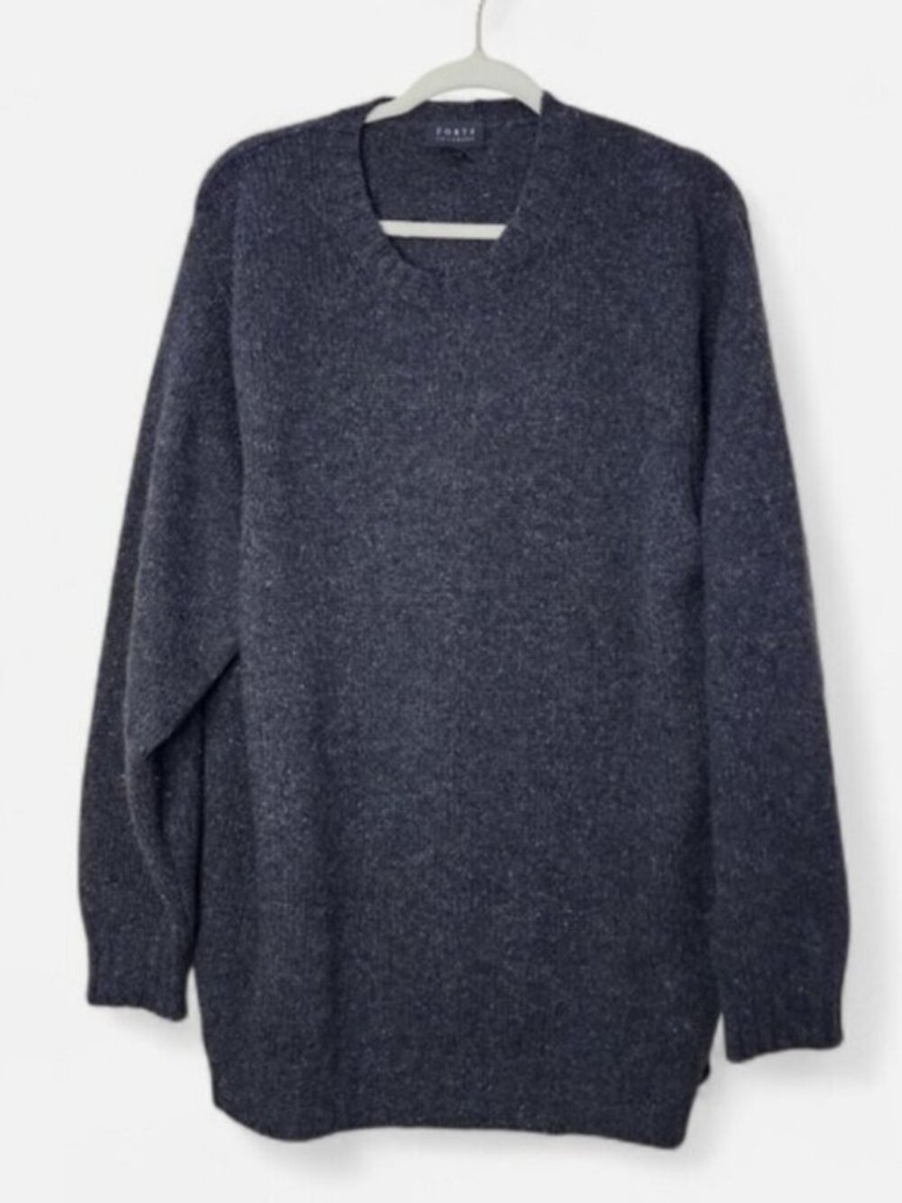 Forte Cashmere  Men´s Grey Classic Cashmere Crew neck Sweater Sz XL